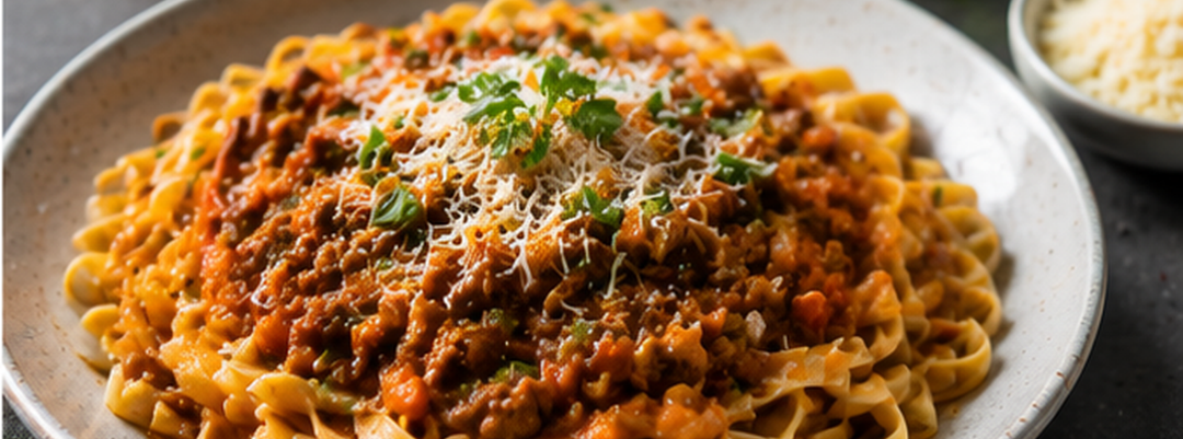 Padella veloce alla bolognese con brodo di ossa di manzo
